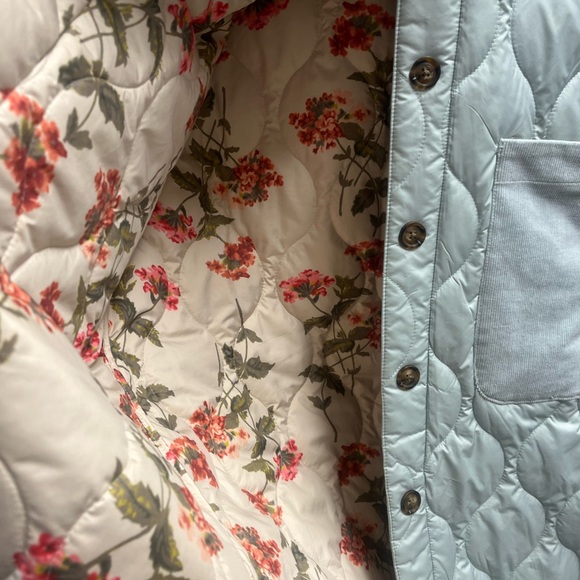 Sundance blue /green  Quilted Puffer Jacket with Floral Lining - Picture 2 of 8